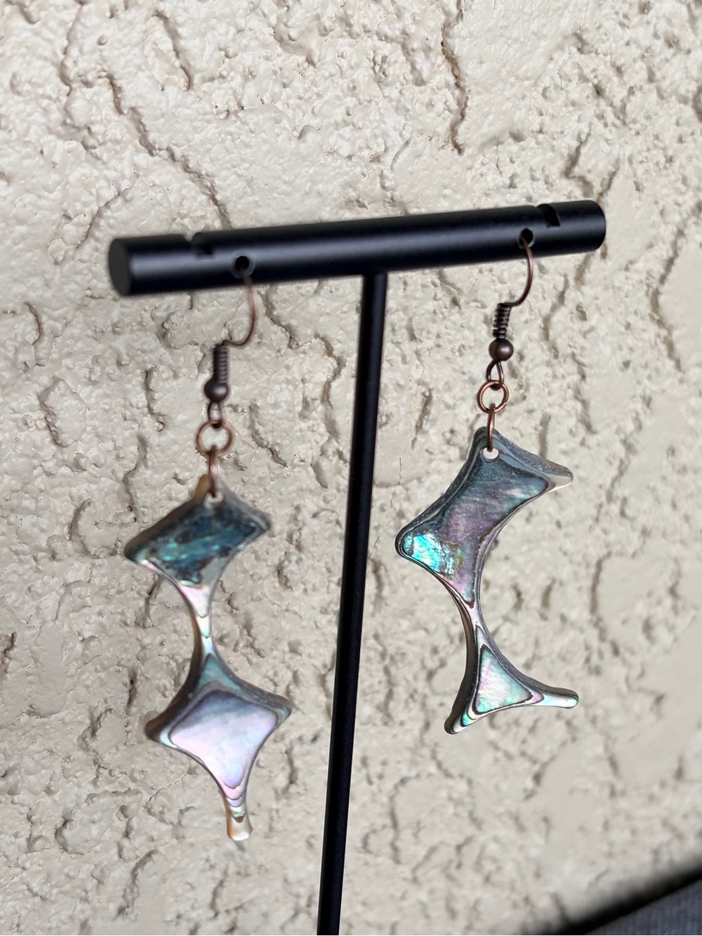 All Natural Iridescent Abalone Dangle Earrings